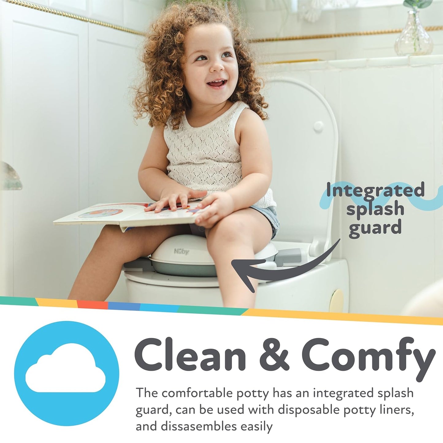 نونية سفر محمولة Nuby Go Potty للتدريب على استخدام المرحاض (أبيض)