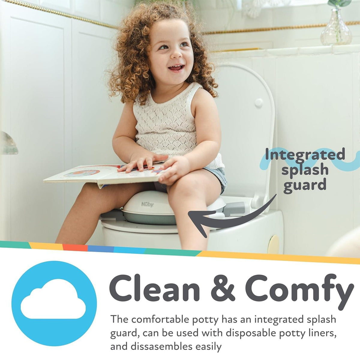 نونية سفر محمولة Nuby Go Potty للتدريب على استخدام المرحاض (أبيض)