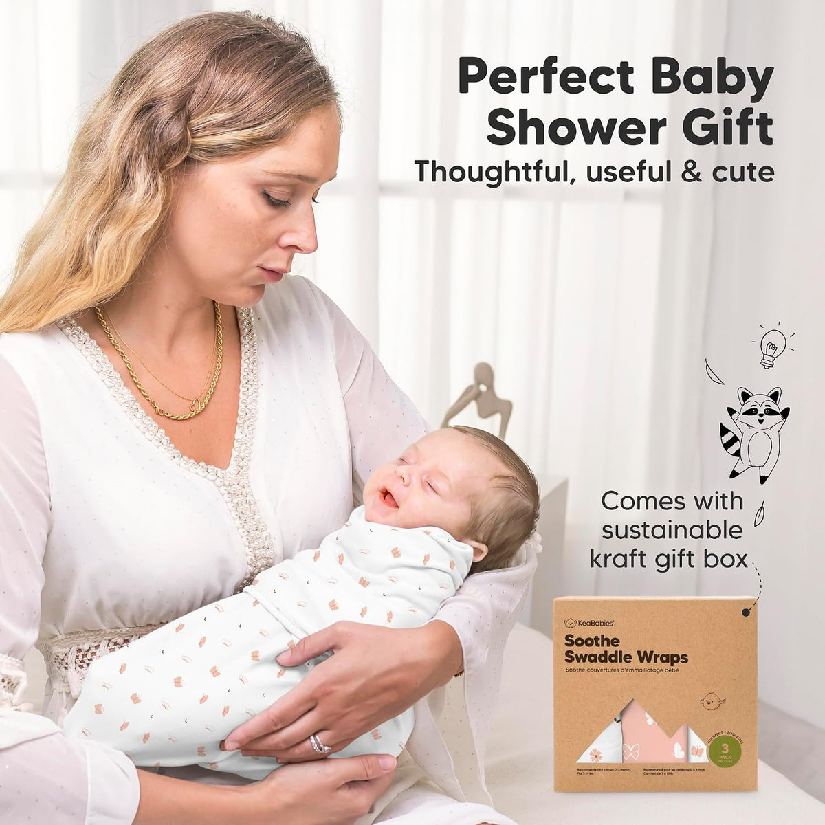 Keababies Soothe Swaddle Wrap (Butterflies) - Pack of 3