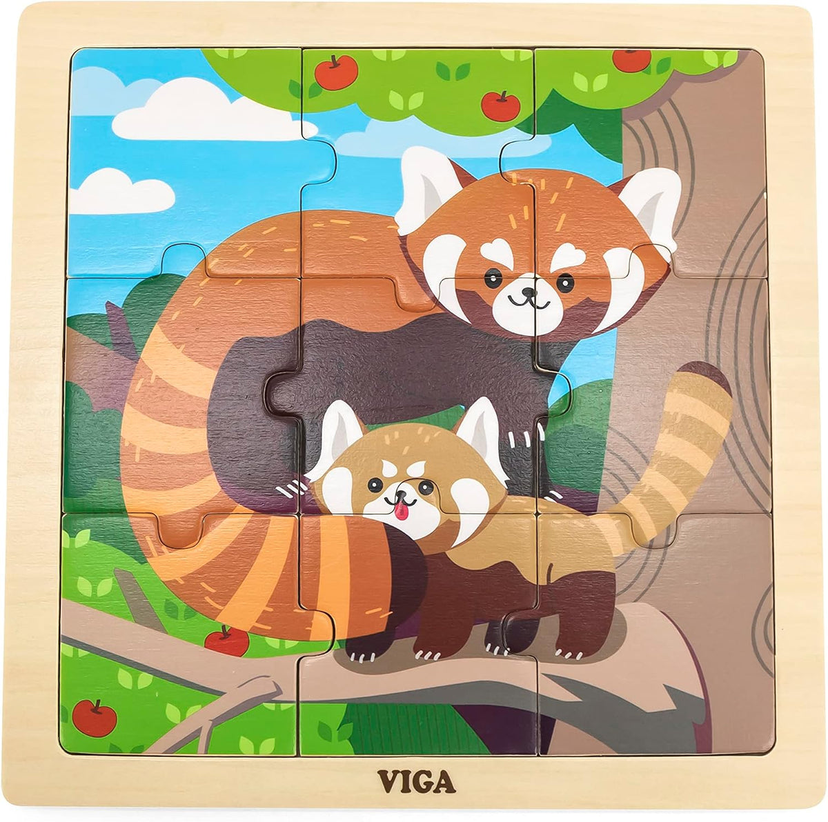 Viga Wooden Puzzle (Red Panda, 9pcs)