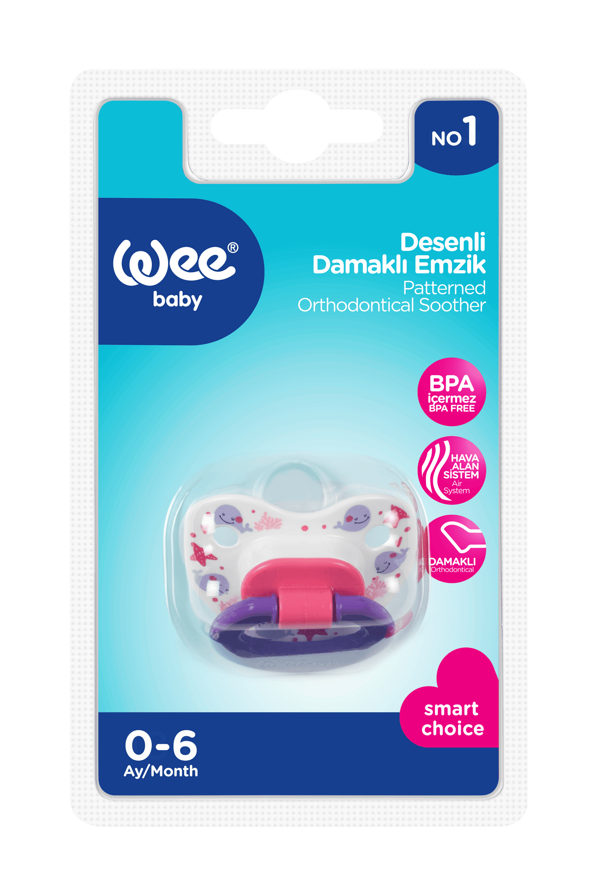 Wee Baby Patterned Body Orthodontic Soother (0-6m).