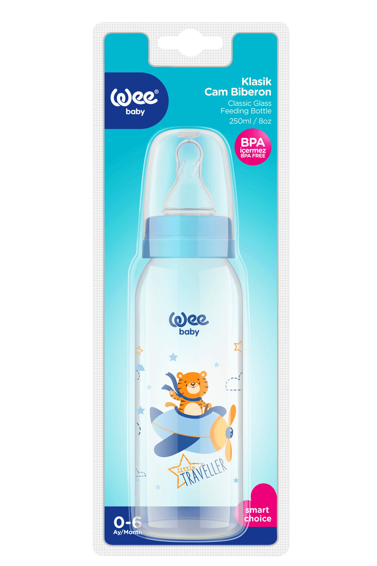 Wee Baby Glass Feeding Bottle (250ml)