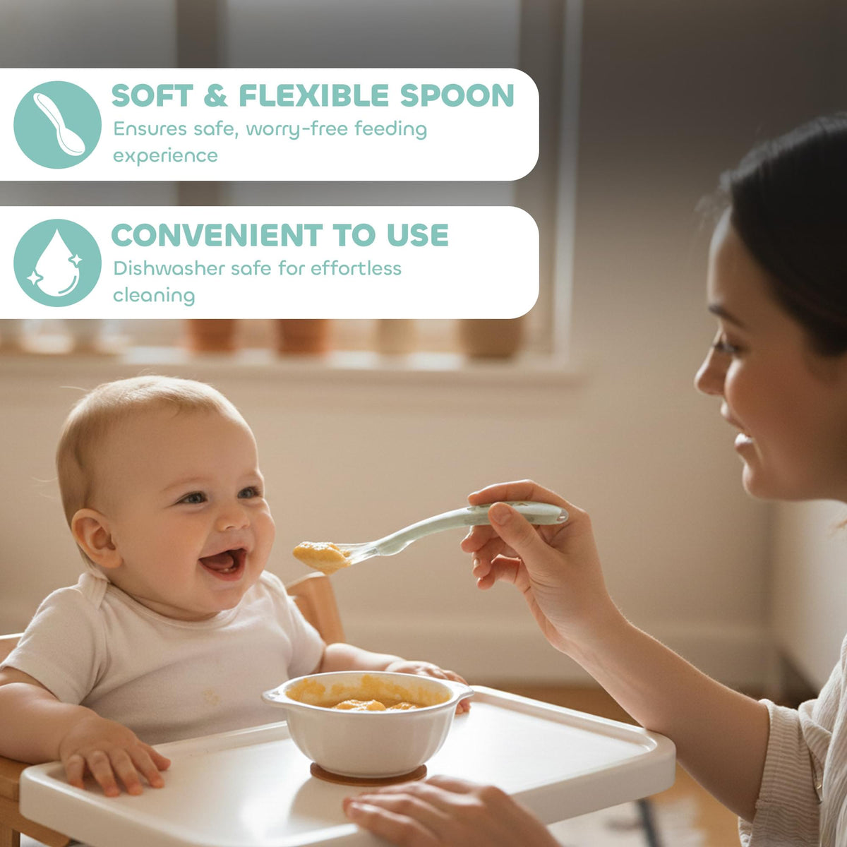 Beaba 2nd Age Silicone Spoon (Misty Green)