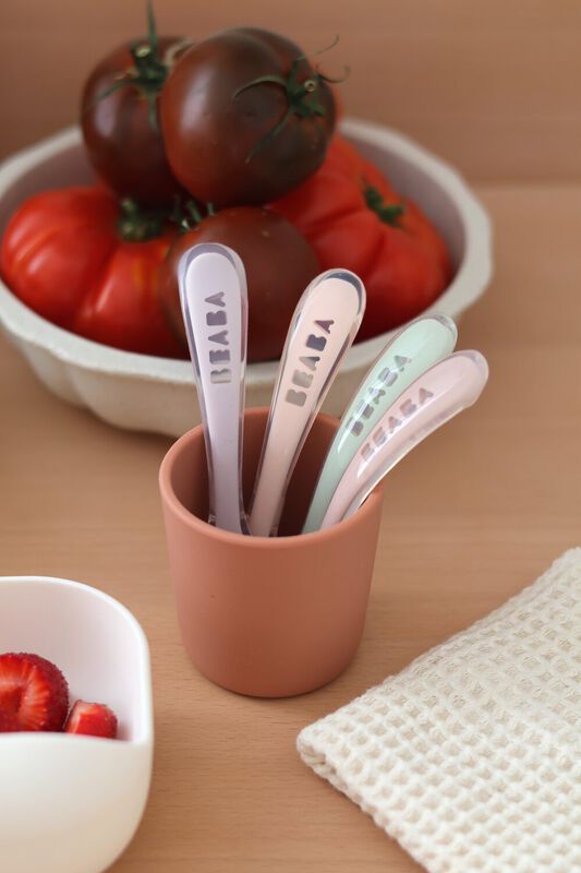 Beaba 2nd Age Silicone Spoons(Cotton Candy Sorbet Misty Green Lilac) - Set of 4