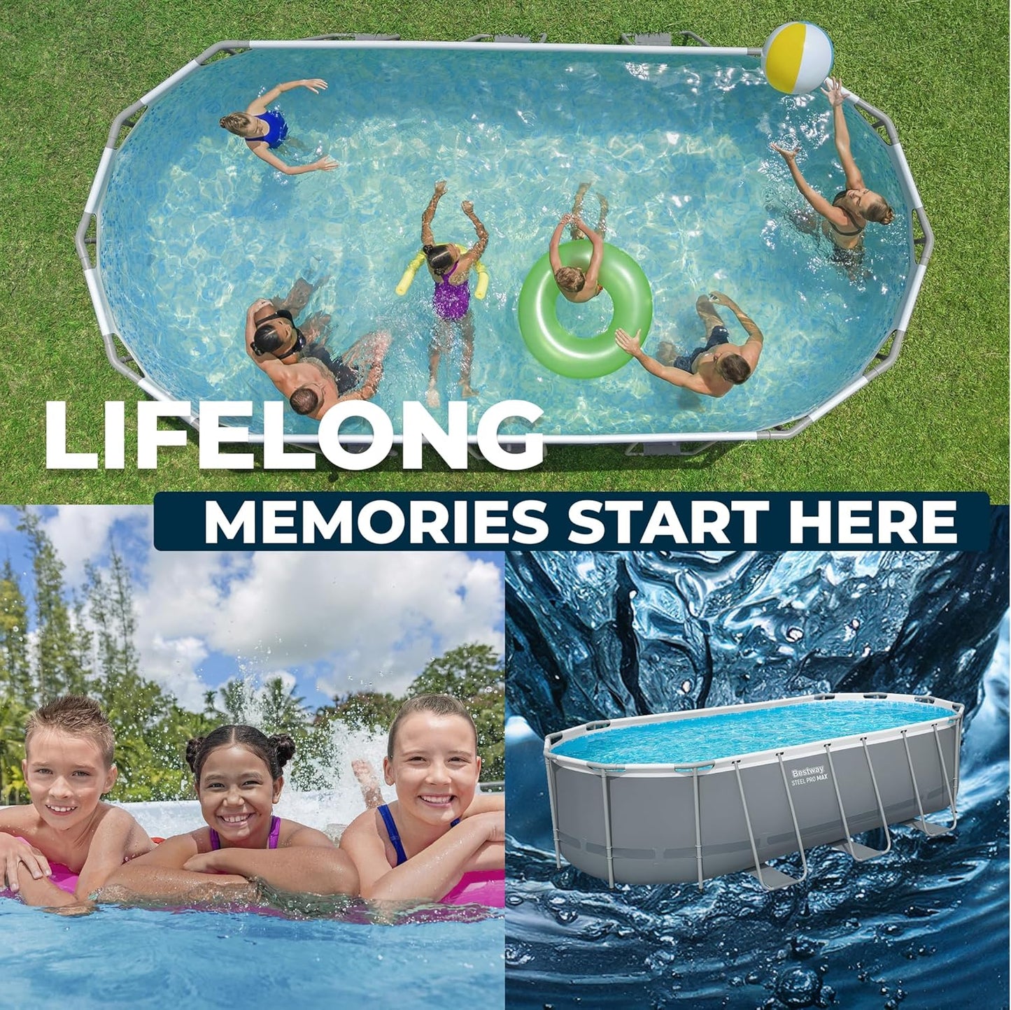Bestway Power Steel Oval Pool Set (18' x 9' x 48"/5.49m x 2.74m x 1.22m)