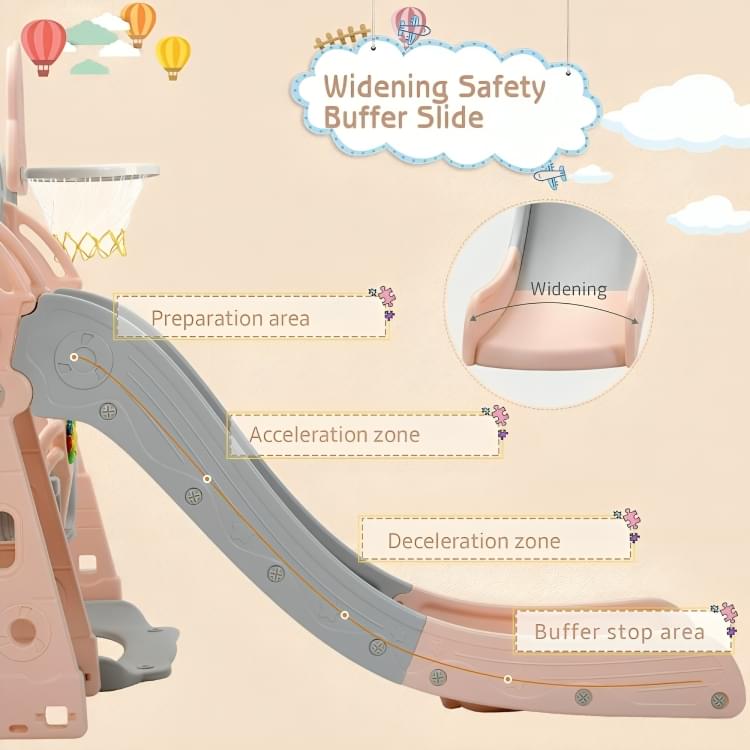 Little Angel Kids Slide And Swing 3-In-1 Activity Playset (180 x 122 x 218 cm, Pink).
