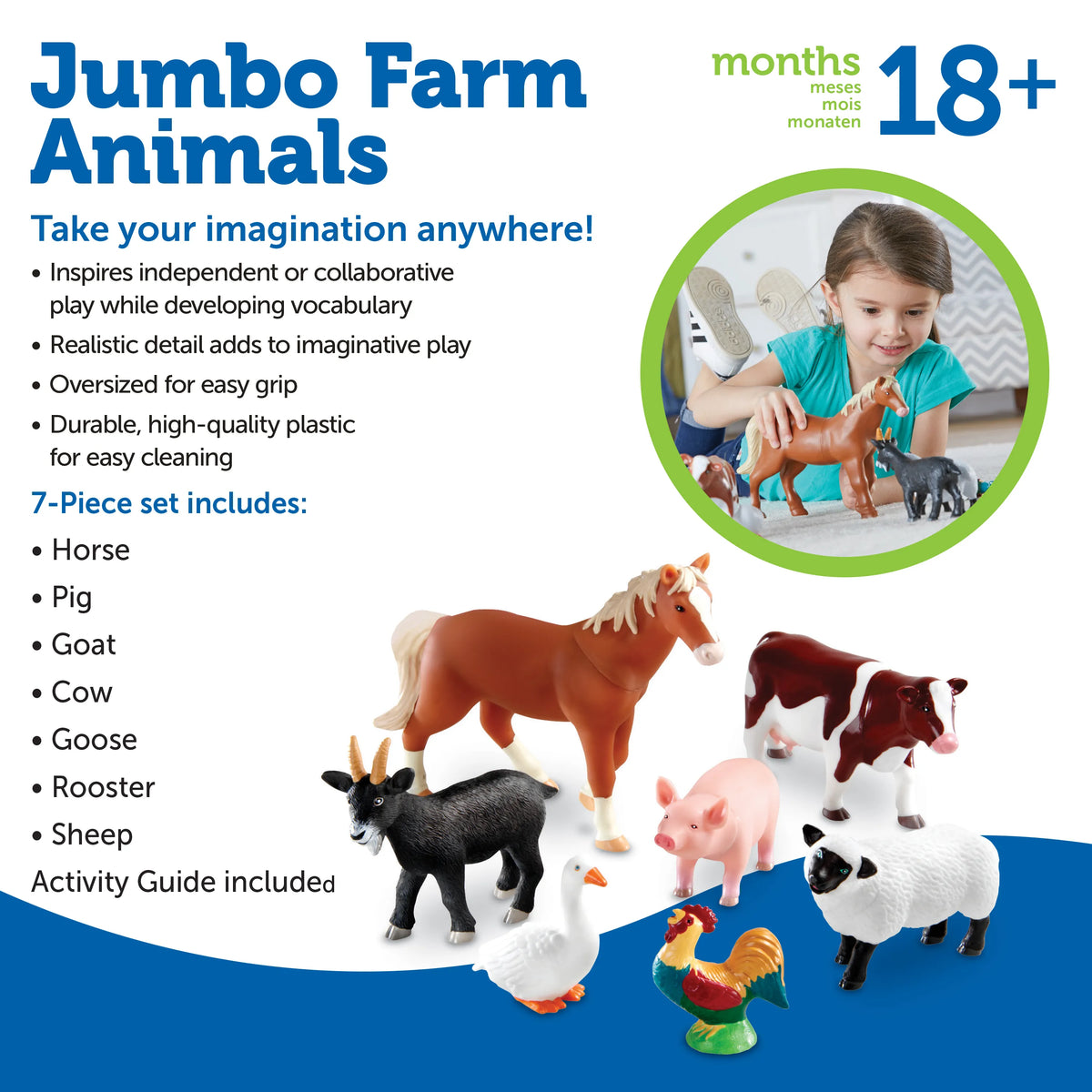 Learning Resources - Jumbo Farm Animals Realistic Figures for Kids