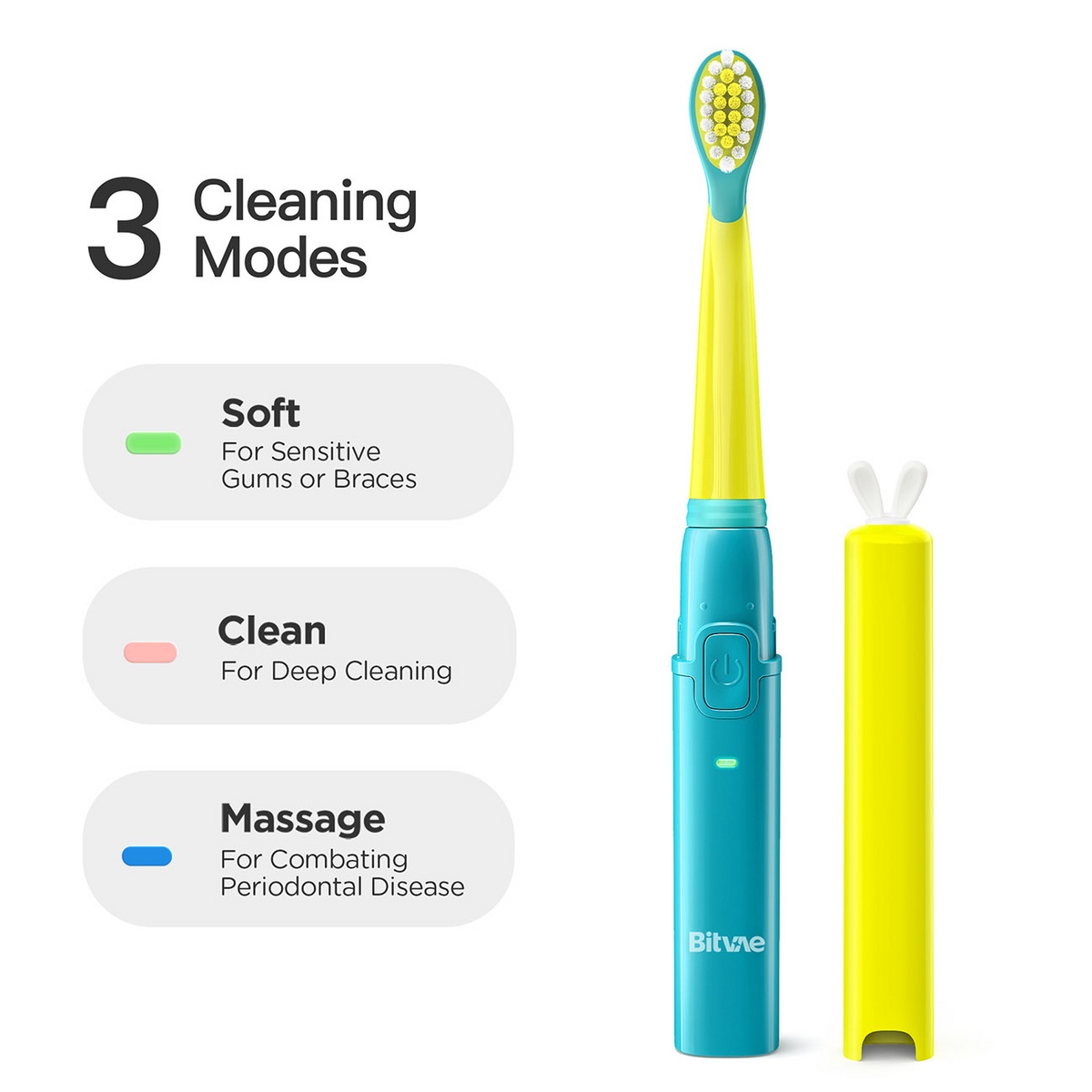 Bitvae 2001 Electric Toothbrush for Kids Green + 2 Brush Heads