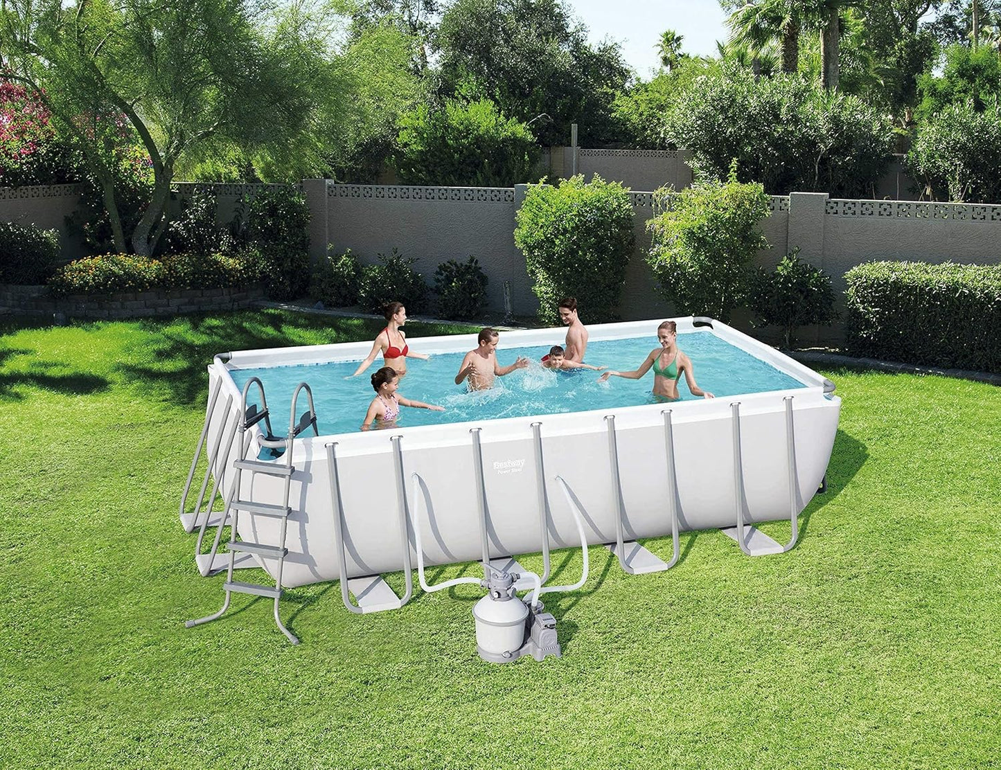 Bestway Power Steel Rectangular Pool Set (16' x 8' x 48"/4.88m x 2.44m x 1.22m)