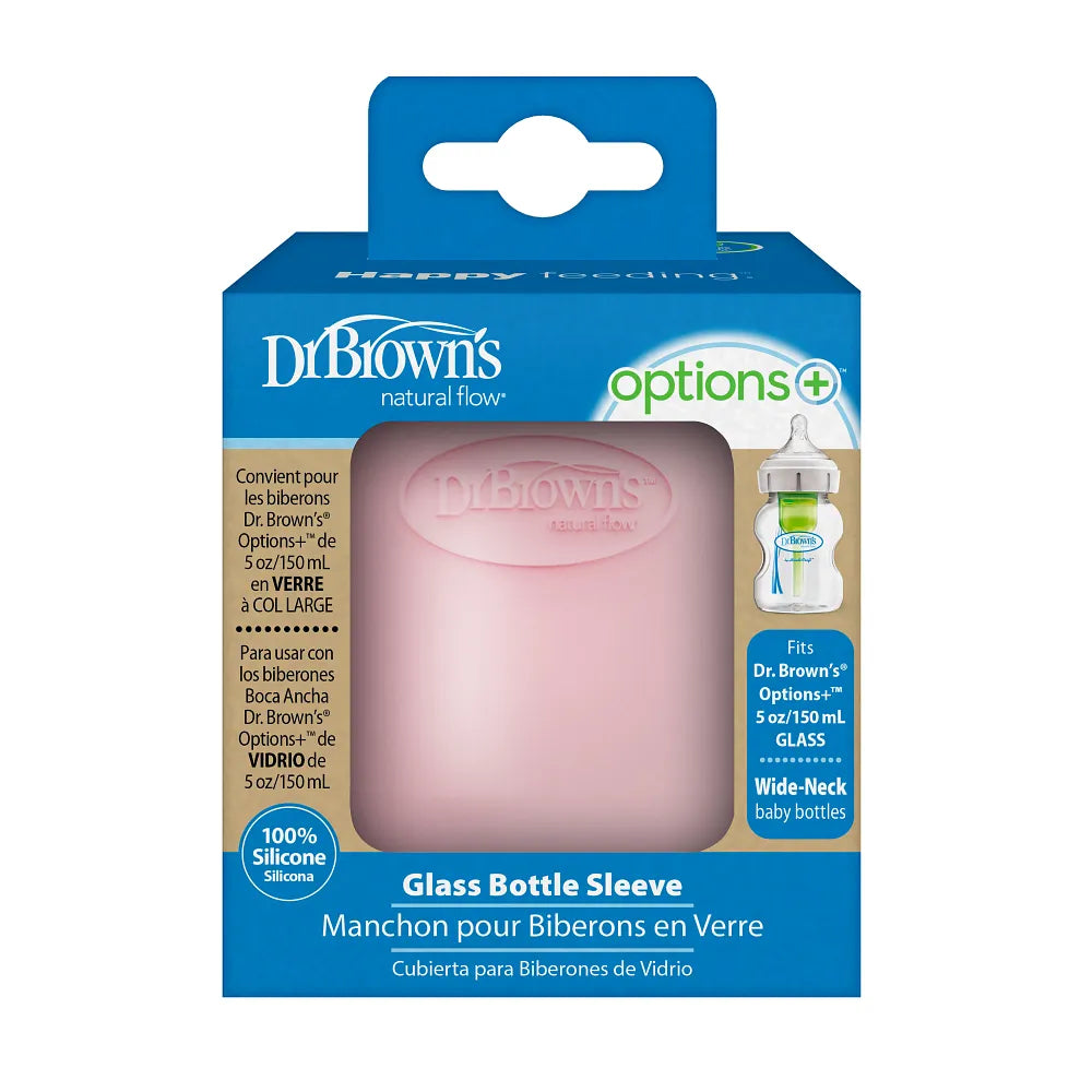 غلاف زجاجة رضاعة زجاجية واسعة العنق من Dr. Brown's (5oz/150ml)
