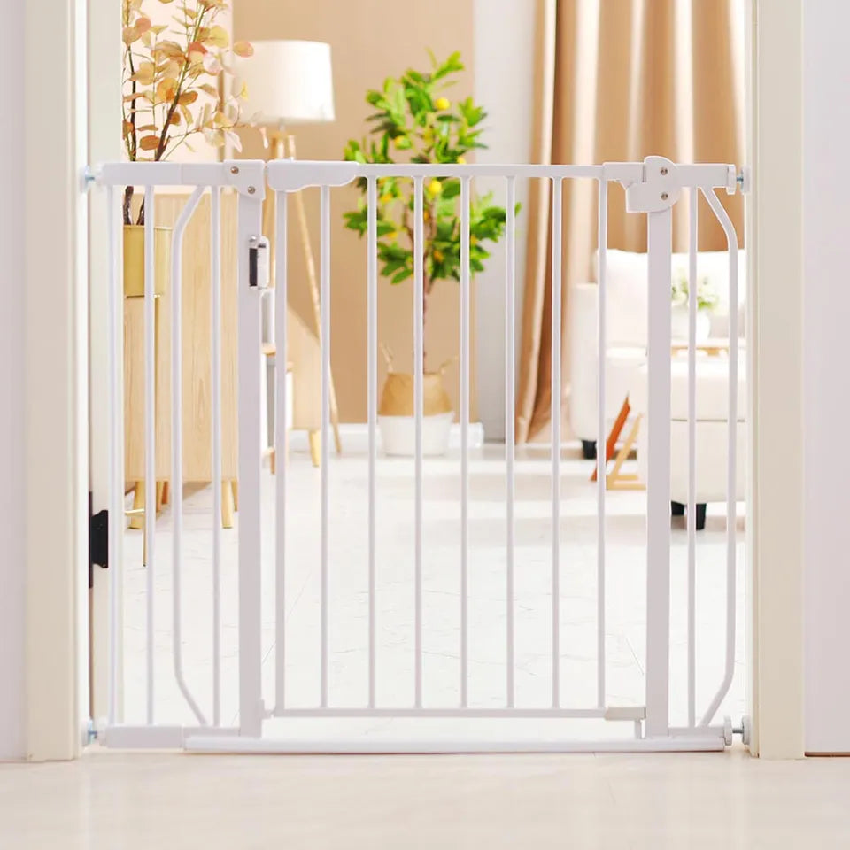 Baby Safe - Metal Safety LED Gate with 30-45 cm Extension - White