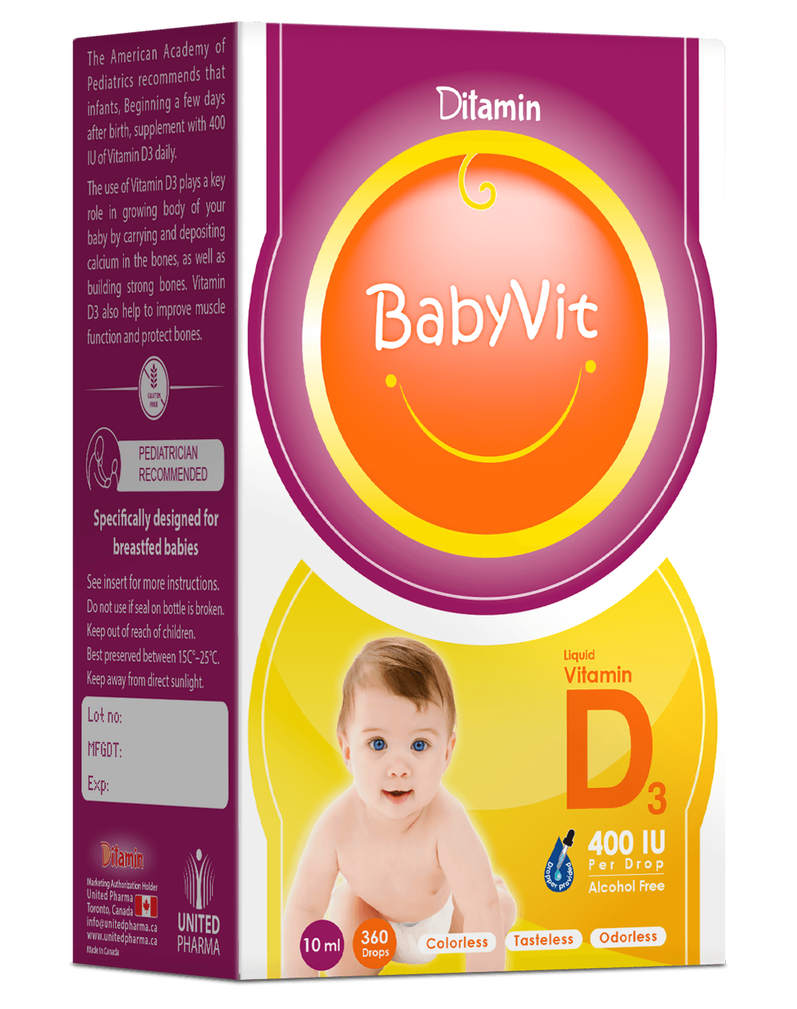 Ditamin BabyVit Liquid Vitamin D3 400 IU Drops (10ml)
