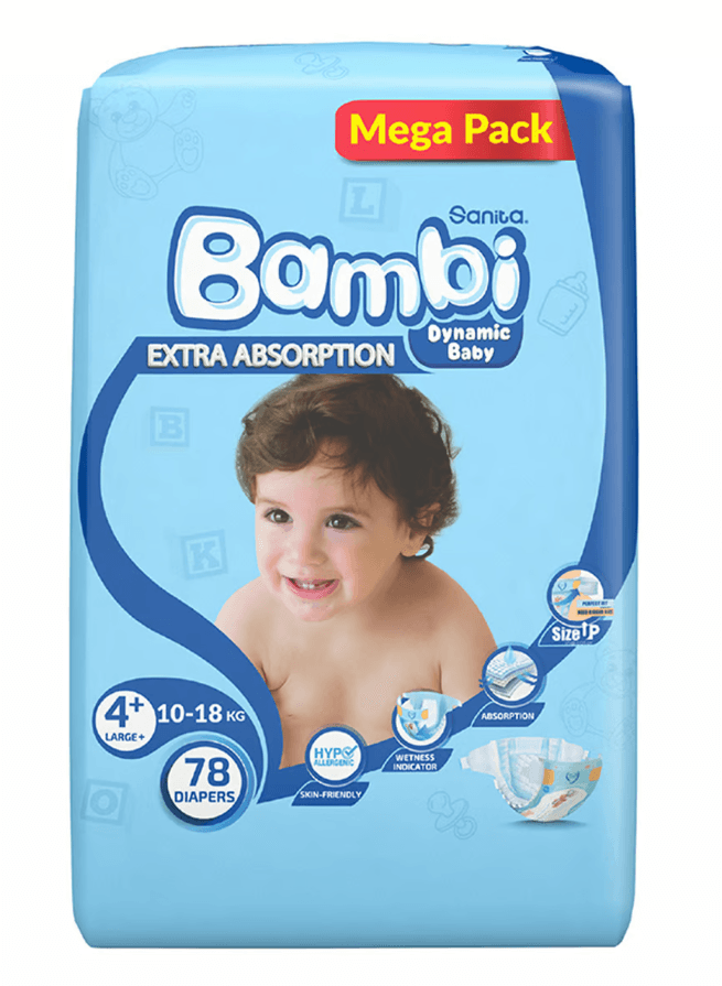 حفاضات الأطفال Sanita Bambi، عبوة ميغا