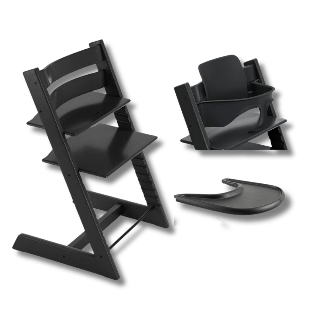 Stokke Tripp Trapp High Chair Black + Baby Set + Tray