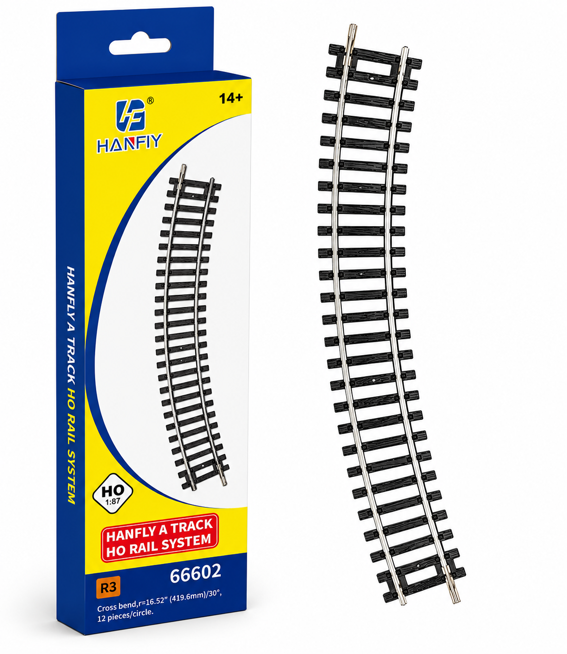 HANFLY - HO Scale R3 Curved Railway Track 30° - 4 Pieces