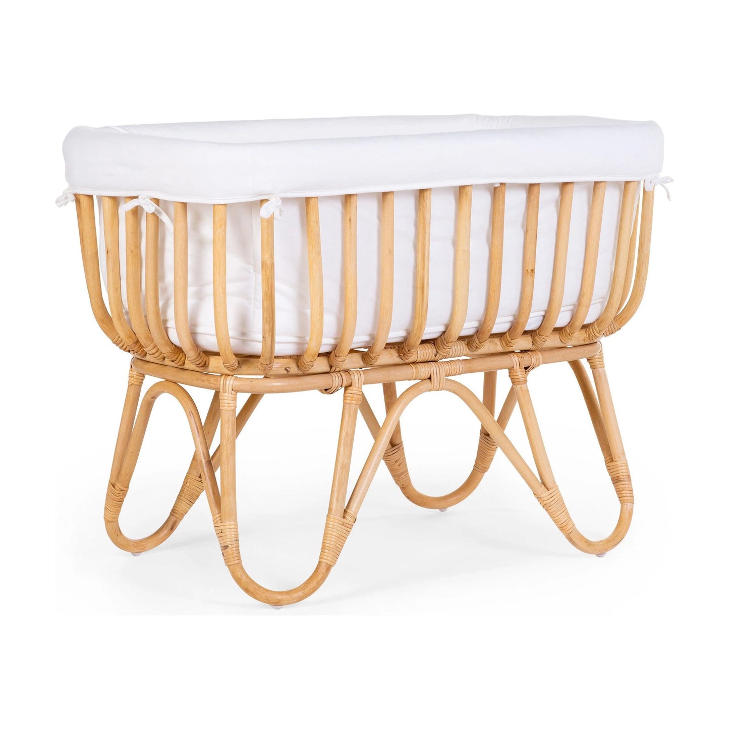 Childhome Rattan Cradle + Mattress + Cover Off (White Brown, 80x40)