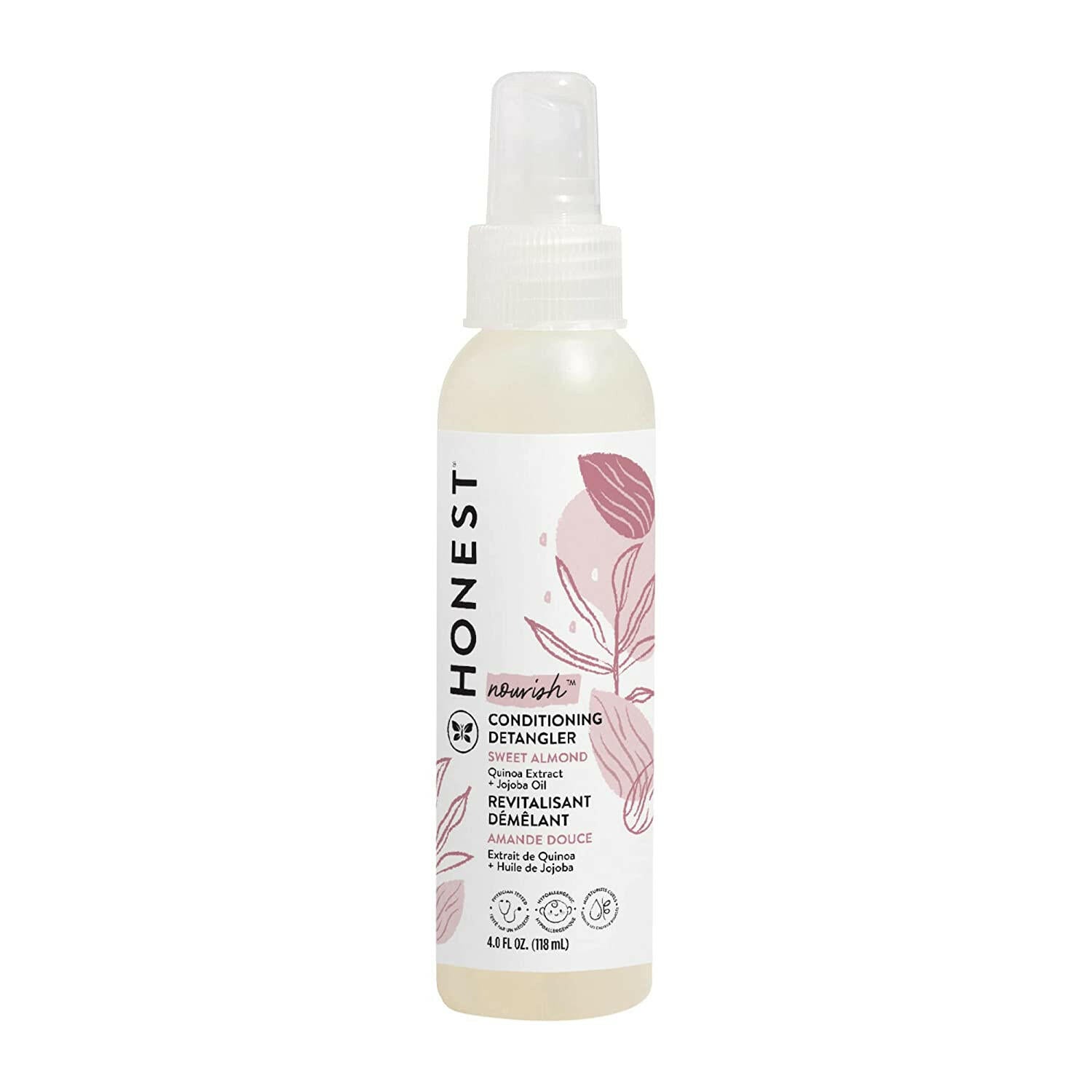 The Honest Company Conditioning Hair Detangler Leave-in Conditioner + Fortifying Spray Tear-free, Cruelty-Free, Hypoallergenic Almond Nourishing 118 ml.