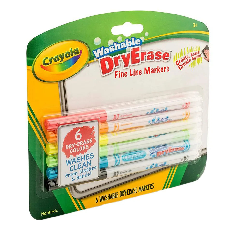 Crayola Dry Erase Fine Line Washable Markers – 6 Pcs
