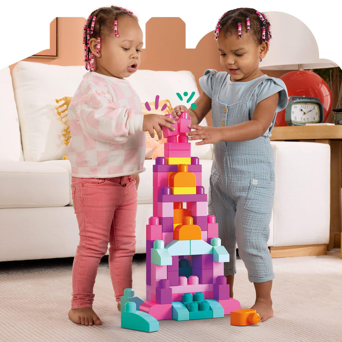 MEGA BLOKS First Builders Big Building Bag Pink – 80 Pieces