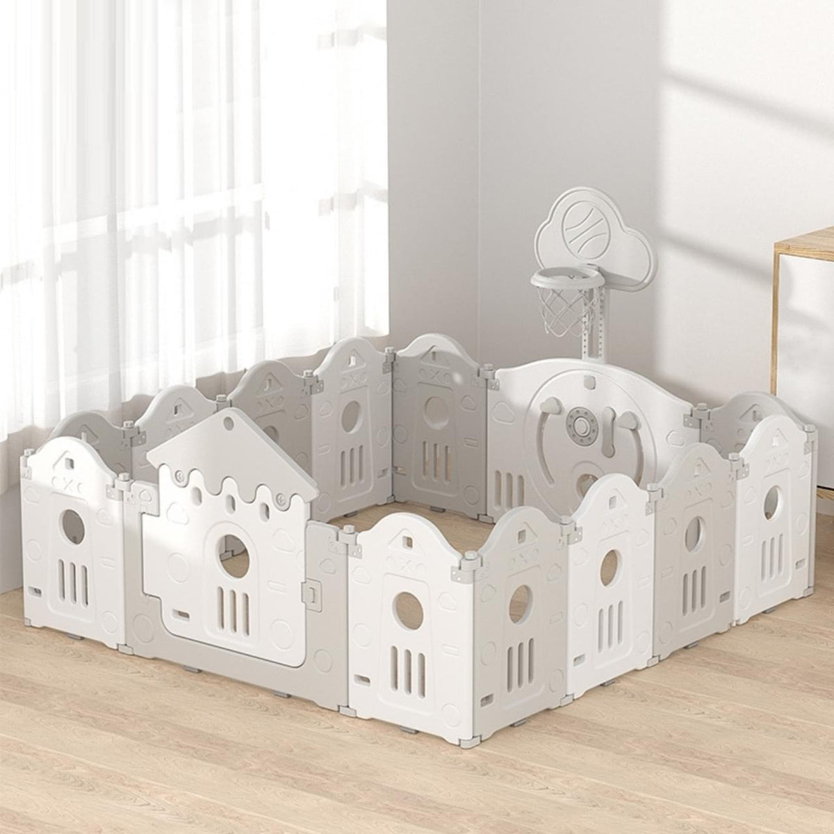 Little Angel Foldable Playpen (White/Grey) 160*200*63 cm