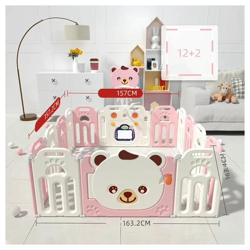 Little Angel Kids Playpen with Basketball Hoop – Pink