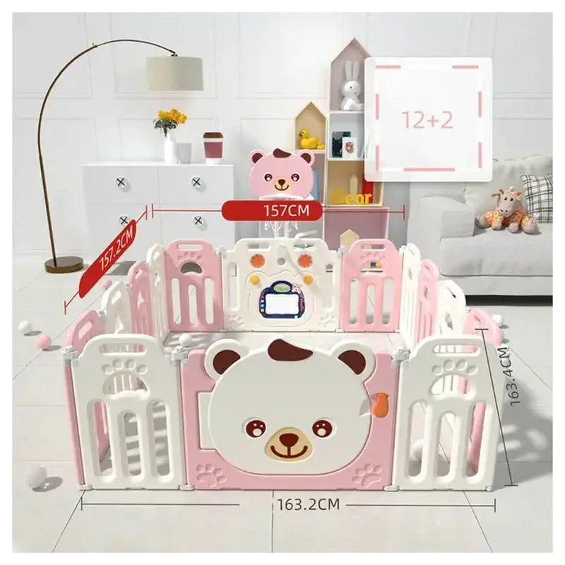 Little Angel Kids Playpen with Basketball Hoop – Pink