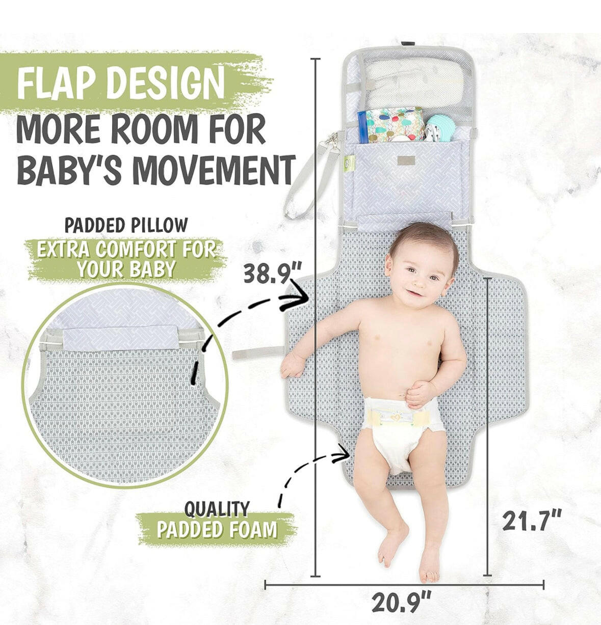 Portable Diaper Changing Pad - Waterproof Travel Changing Mat for Baby.