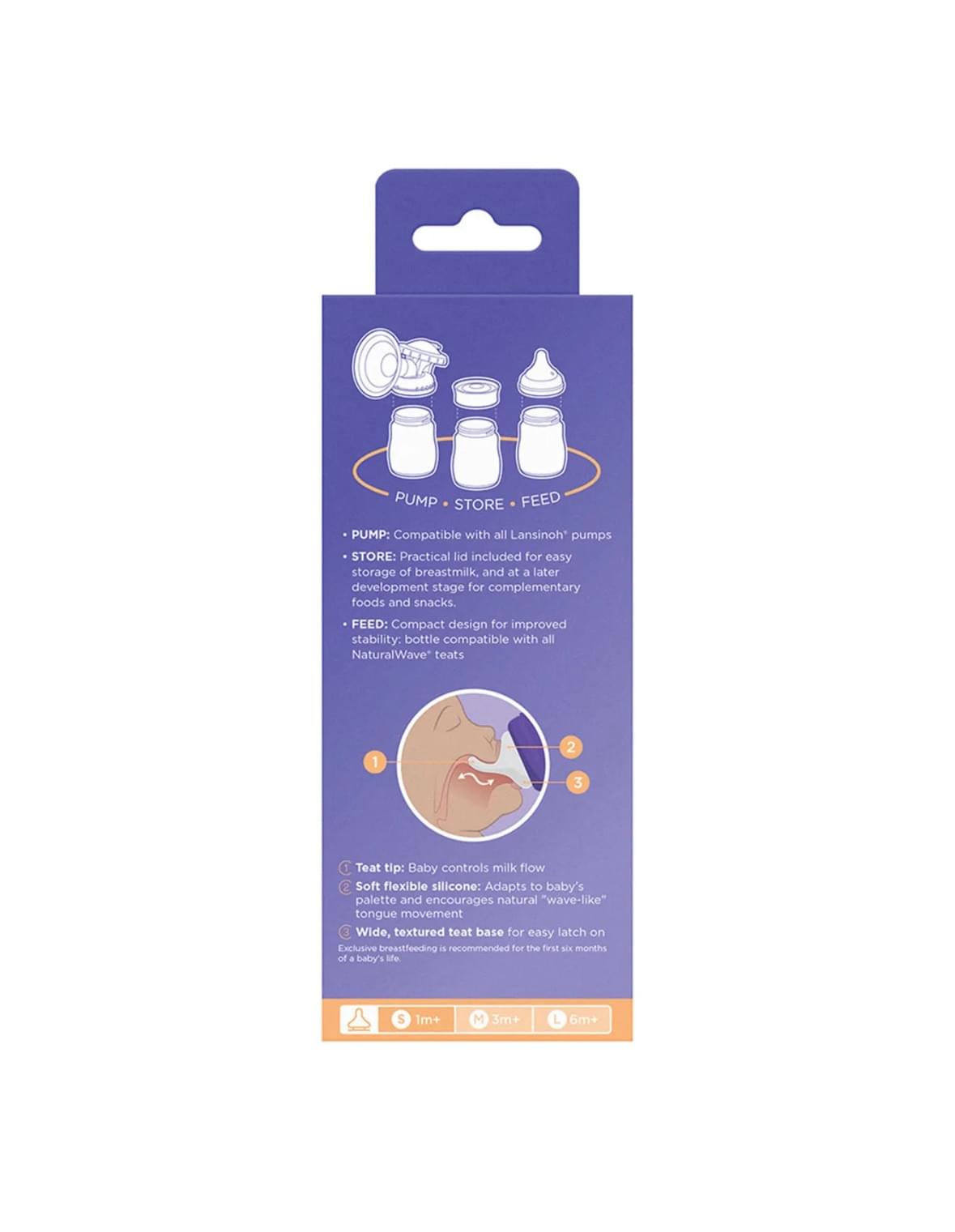 Lansinoh Plastic Feeding Bottle, Slow Flow Nipple, 160 ML