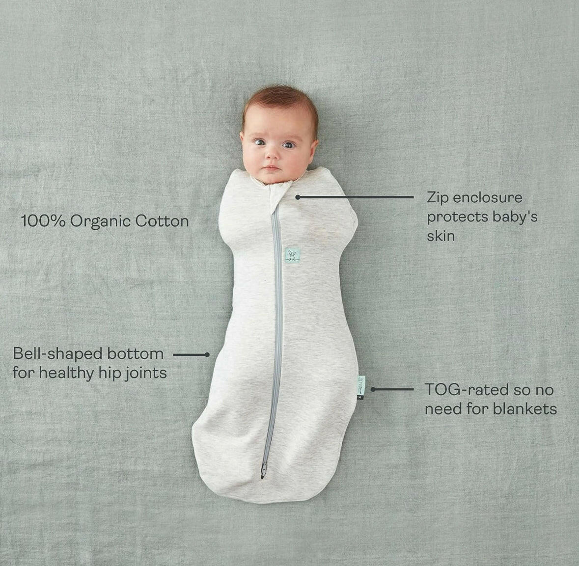 ErgoPouch Cocoon Swaddle Bag 0.2 TOG - Grey.