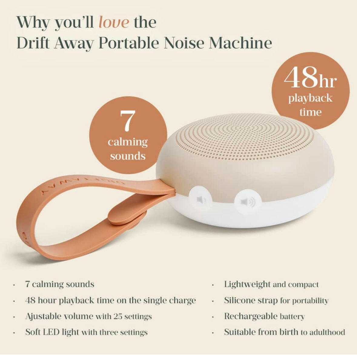 ergoPouch White Noise Machine Drift Away - Baby Adults Sleeping Sound Machine.