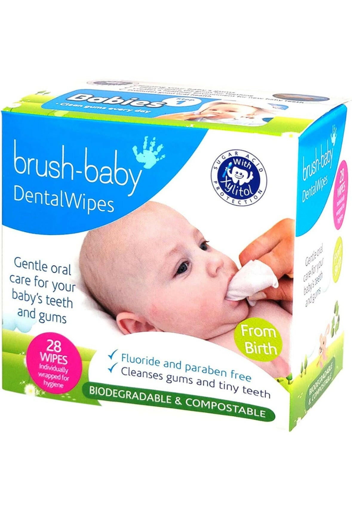 Brush-baby Dental Wipes Biodegradable  28 wipes