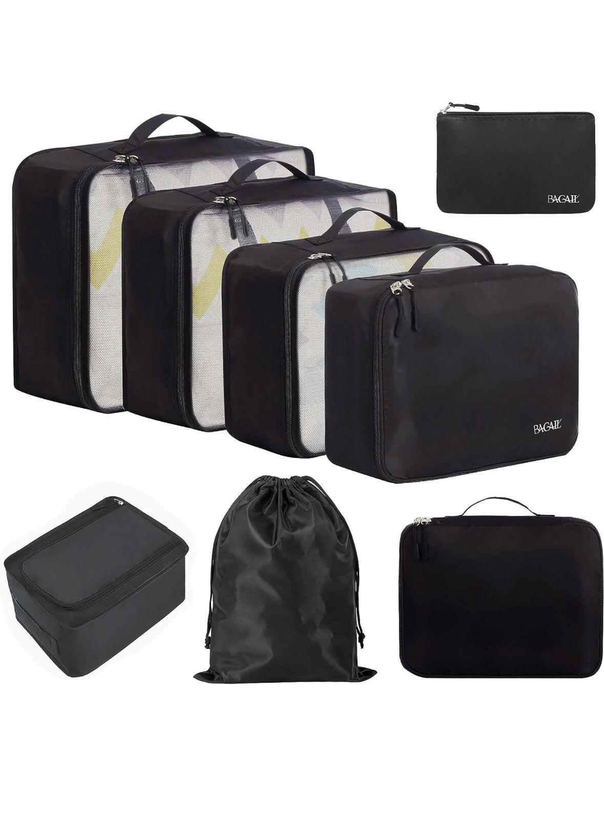 BAGAIL 8 Set Packing Cubes Luggage Packing Organizers for Travel Accessories.