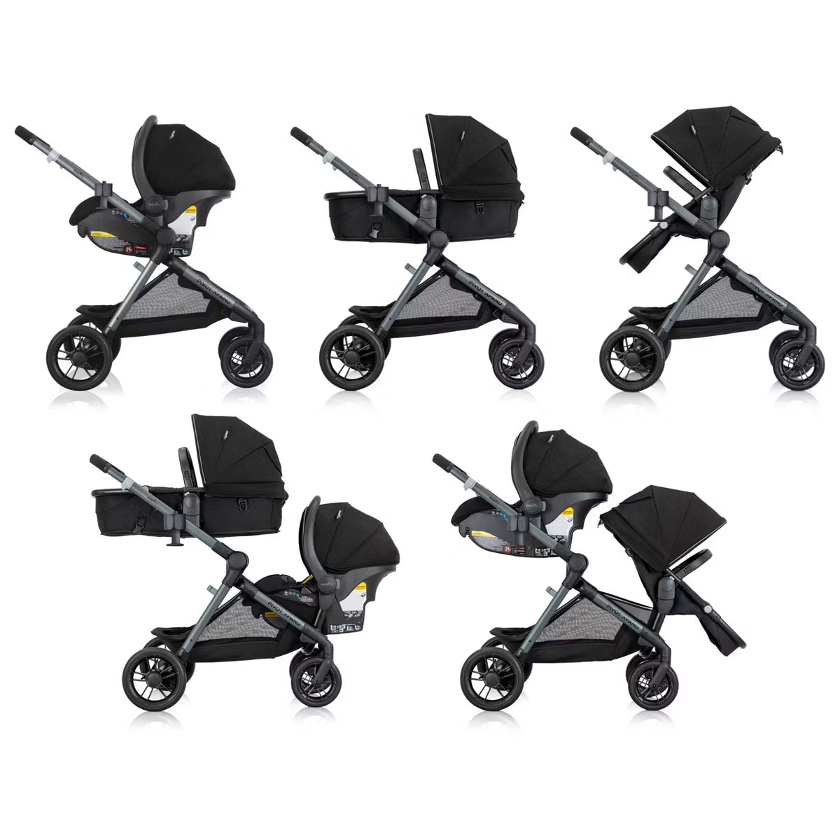 Evenflo Pivot Xpand Modular Travel System with LiteMax Infant Car Seat (Ayrshire Black)