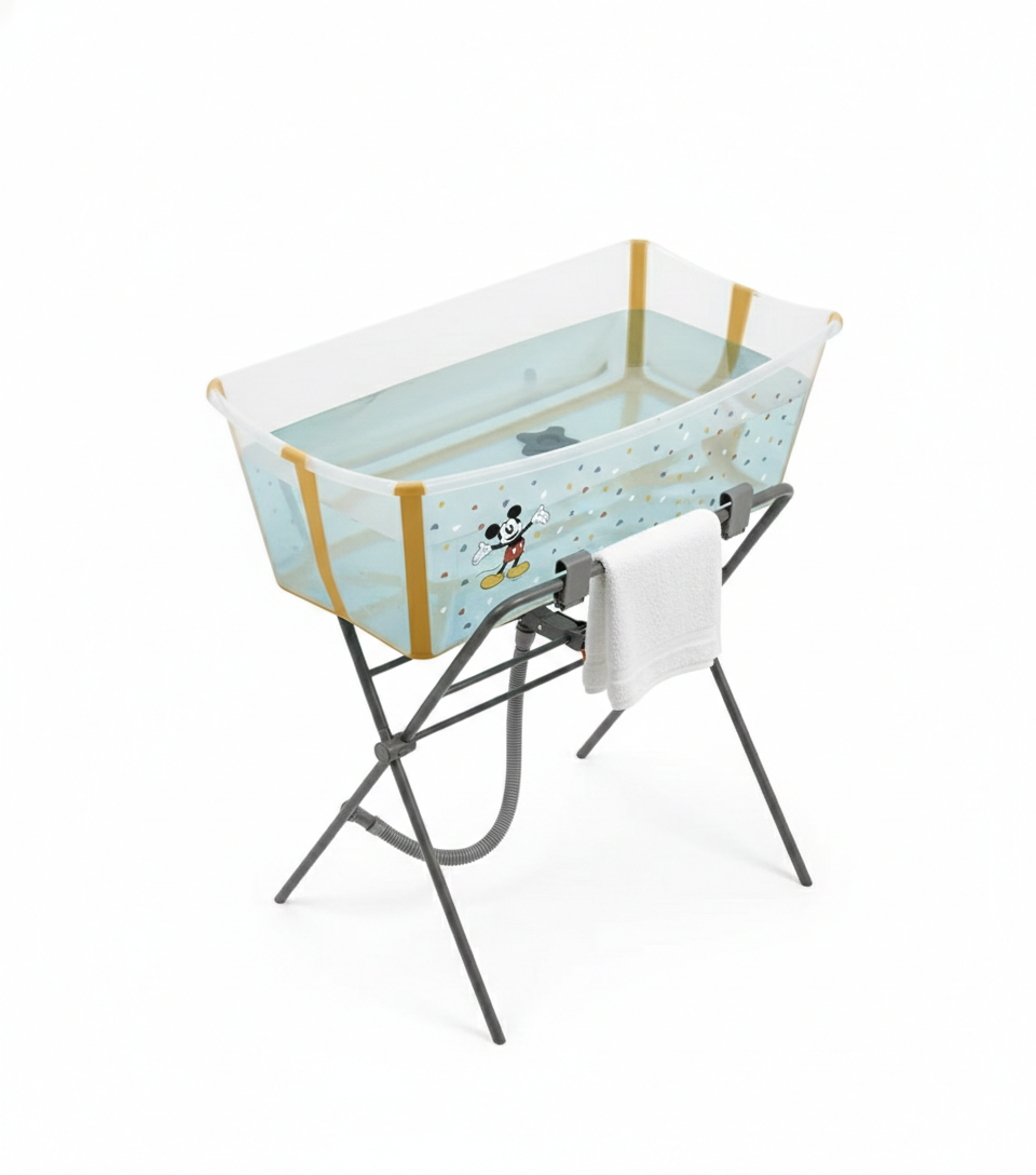Stokke Flexi Bath Mickey + Foldable Stand Bundle White Grey
