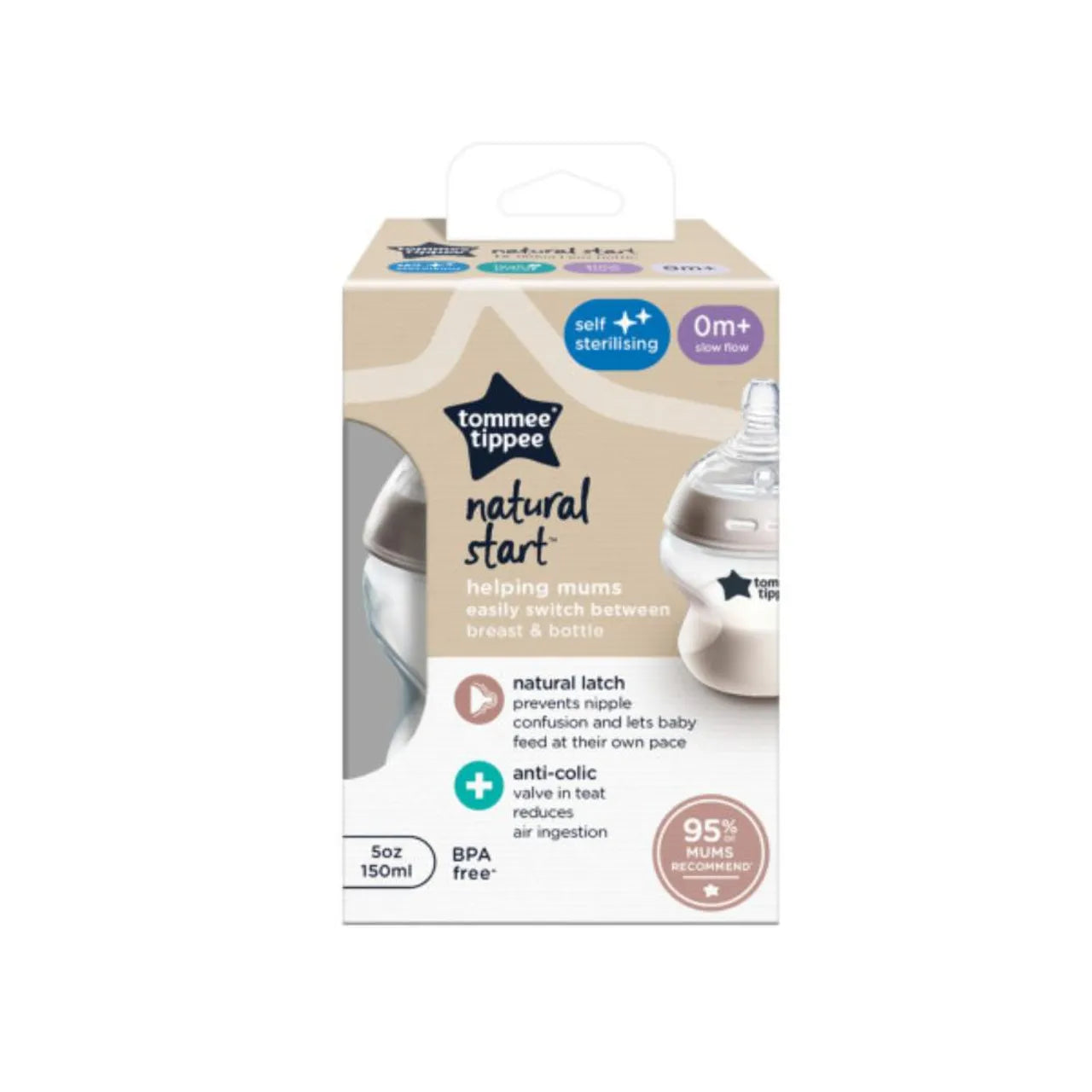 Tommee Tippee Closer to Nature Feeding Bottle 150ml Clear