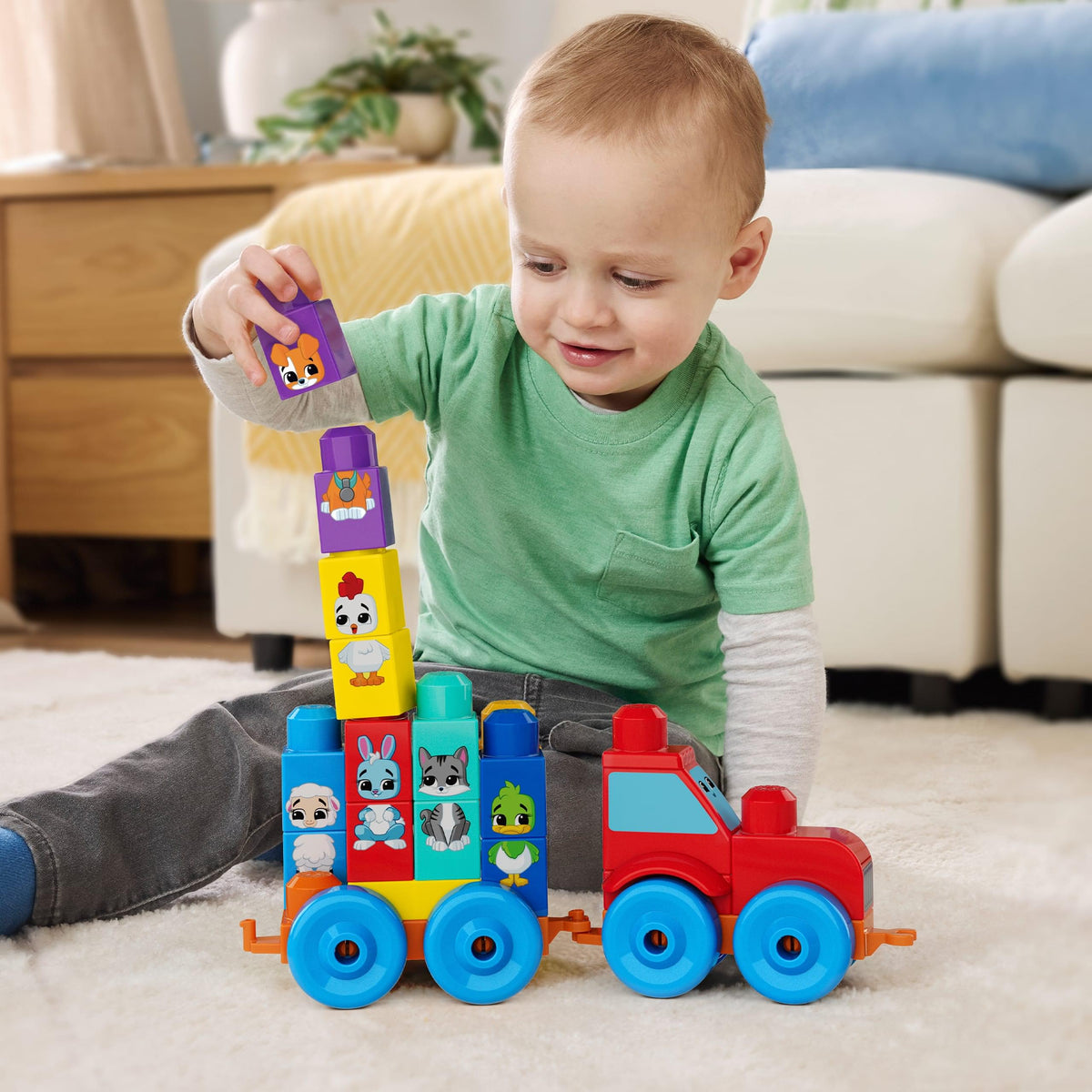 MEGA BLOKS First Builders Build & Match Animal Tractor – 30-Piece Set
