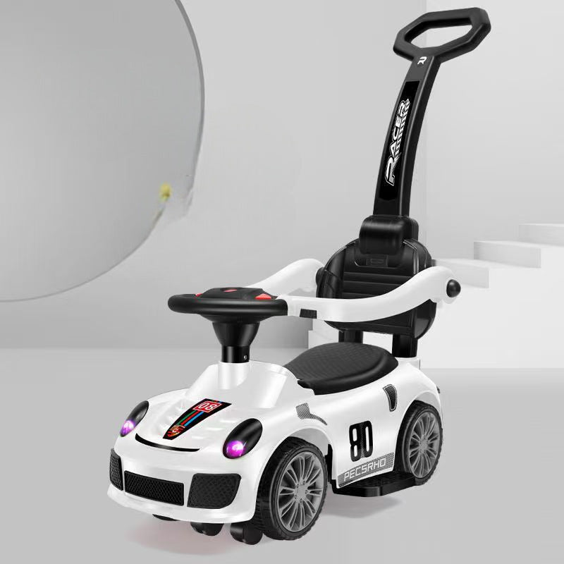 Tobbi Kids Orbic Kids Ride On Push Car With Music And Handle (White)