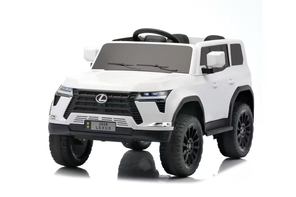 توبي كيدز أوربيك كيدز سيارة ركوب تعمل بالبطارية بتصميم لكزس GX550، 12V، بمقعد جلدي (أبيض)