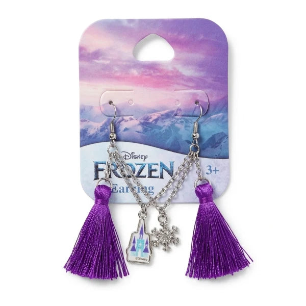 Disney Frozen - Kids Tassel Charm Earrings - Purple & Silver