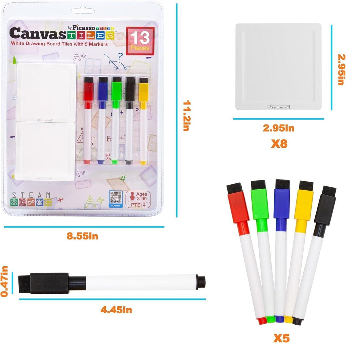 Picasso Magnetic White Board Tiles (13 Pcs)