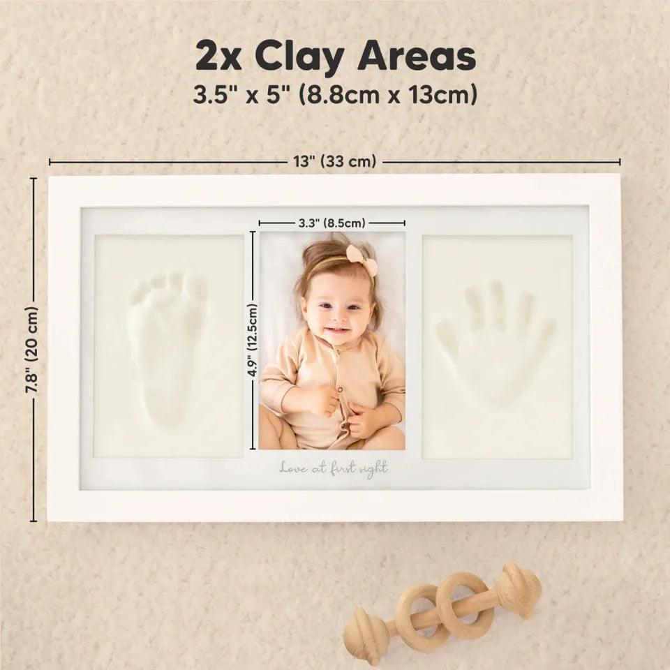 KeaBabies Baby Handprint & Footprint Keepsake Duo Frame – Dark Walnut