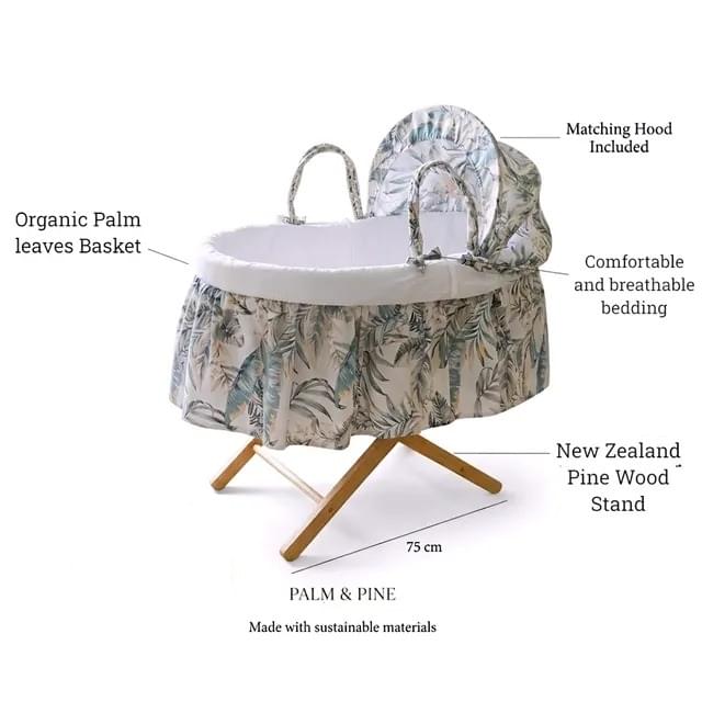 Kinder Valley Palm & Pine Moses Basket with Stand
