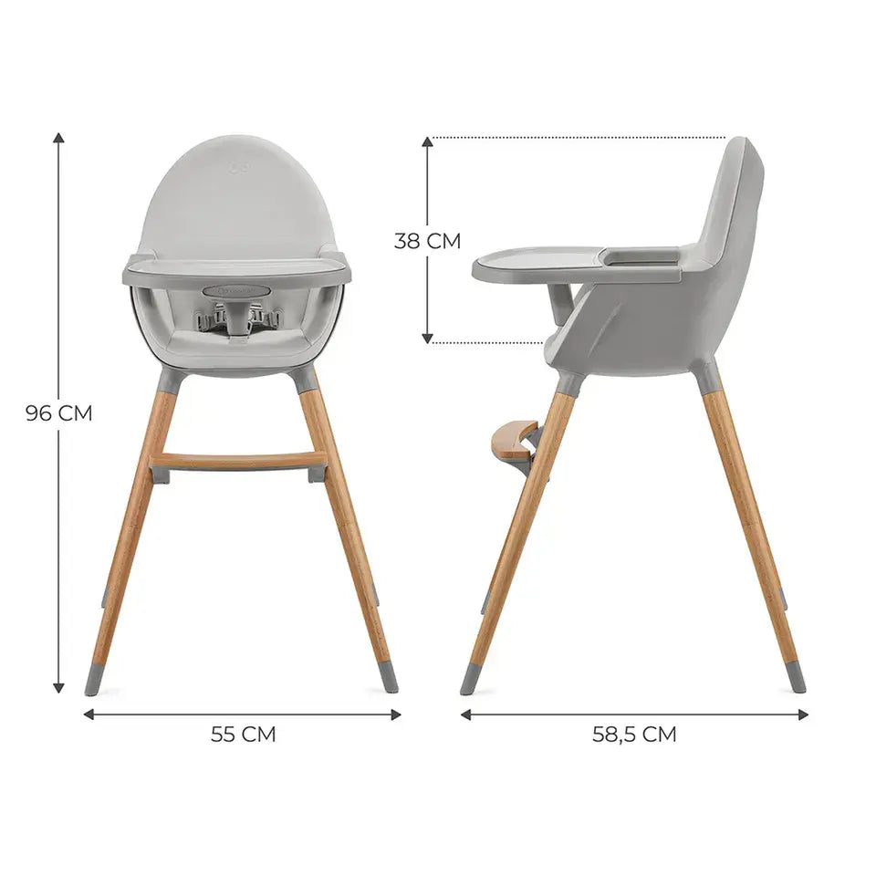 Kinderkraft FINI 2 2-in-1 Wooden High Chair – Grey