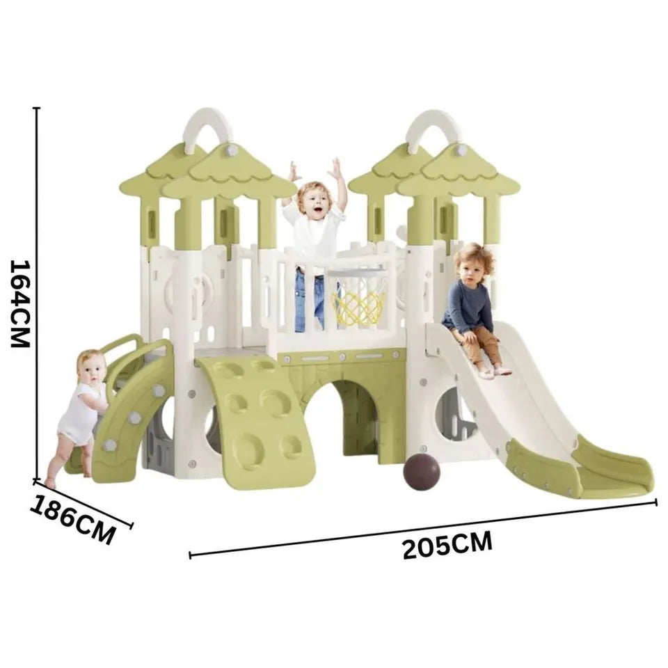 Little Angel Kids Playset & Activity Centre with Slide, Hoop & Climber – Green