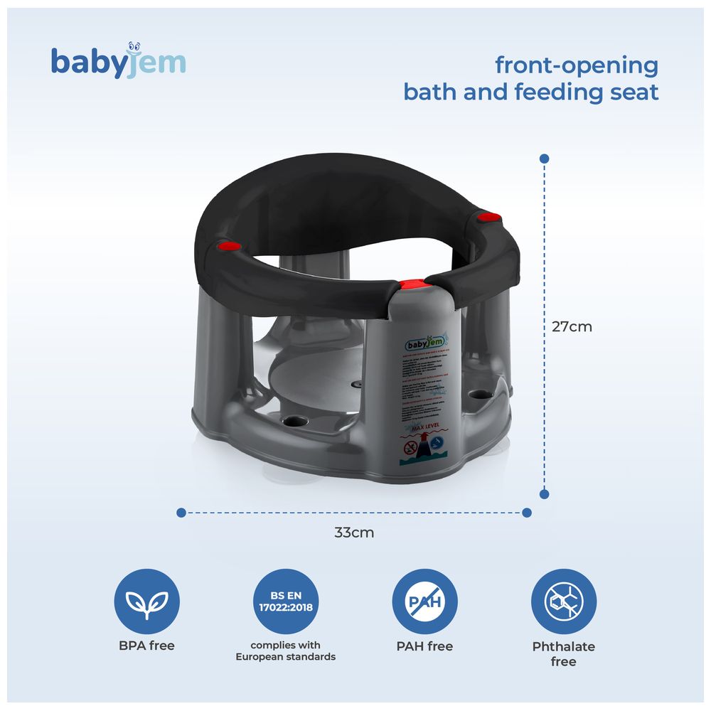 Babyjem Anti-Slip Baby Bath & Feeding Seat (6+ Months, Black)
