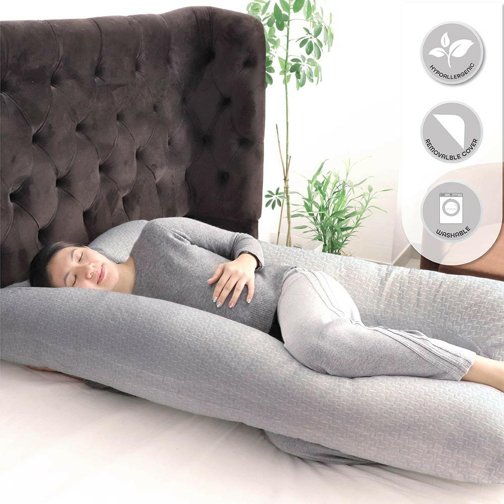 MOON Bamboo Full Body Pregnancy Pillow U-Shaped - Grey.