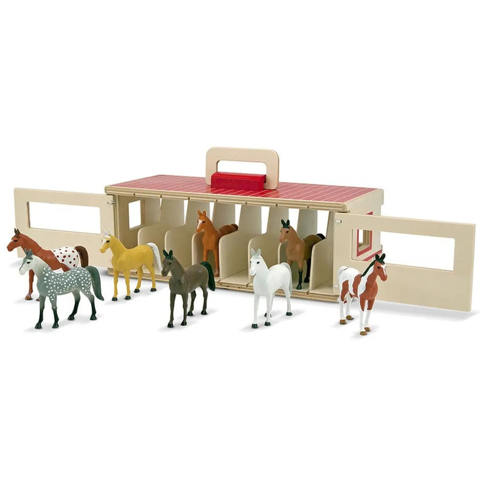 Melissa & Doug - Take-Along Show-Horse Stable Play Set - 9 Pcs - Multicolor