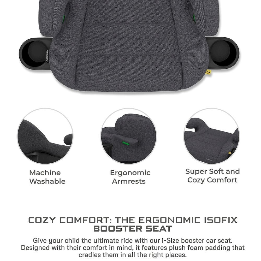 نيوبريز I-سانفارو مقعد سيارة معزز بدون مسند ظهر بنظام تثبيت ISOFIX بمعيار I-Size