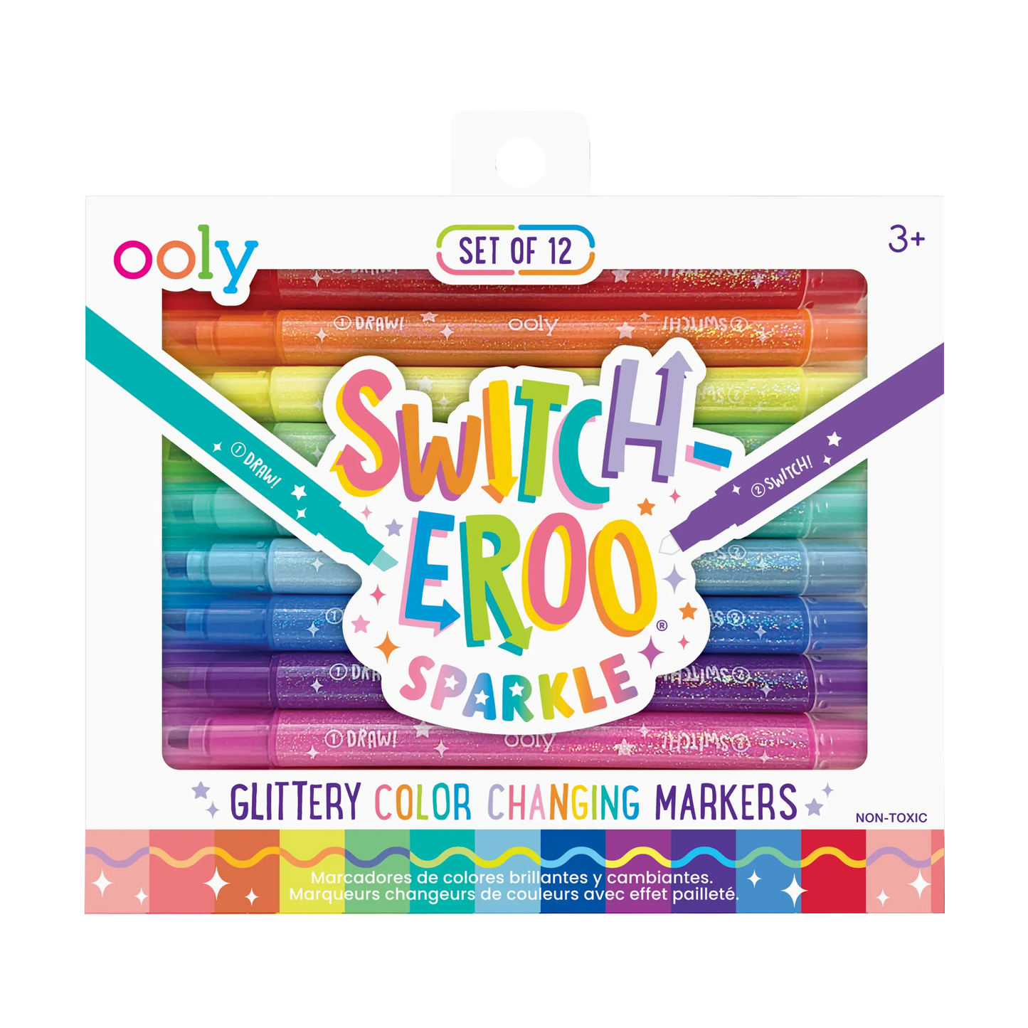 Ooly Switch-Eroo Sparkle Glittery Color Changing Markers (Set of 12)