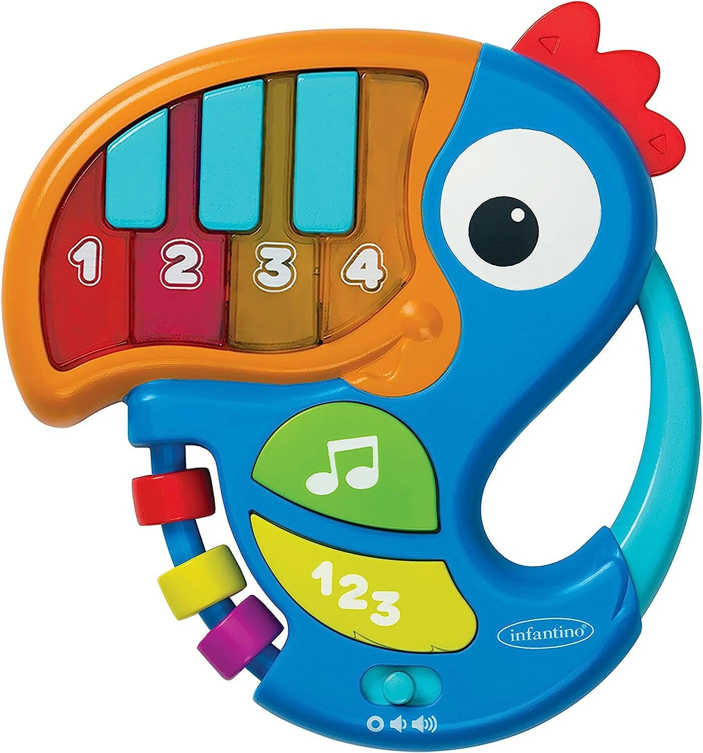 Infantino Piano & Numbers Learning Toucan - Light-Up Piano Keys and Numbers, Songs, Words, Phrases and Sound Effects, Easy to Grasp and Handle, for Babies and Toddlers.